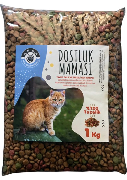 Amon Mix Kedi Dostluk Maması 1 kg - Sokak Hayvanlarına Özel Karışık Kedi Maması