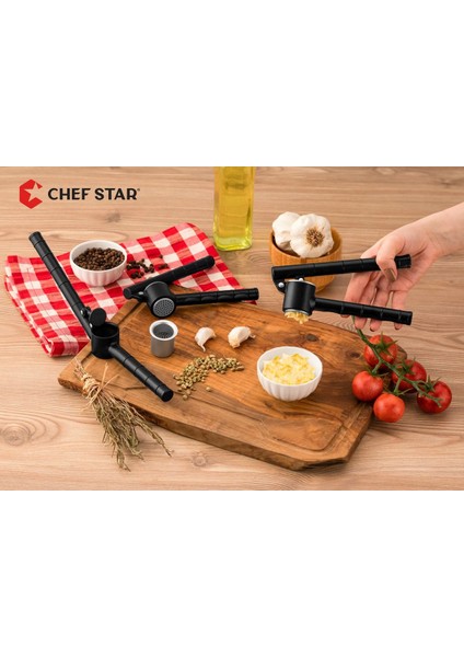 Chef Star  Siyah Döküm Sarımsak Ezici