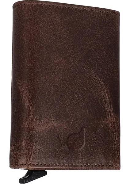 Mor Crazy Nubuk Deri Rfid Özellikli Mekanizmalı Erkek ve Kadın Akıllı Cüzdan Kartlık