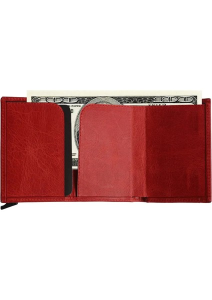 Mor Crazy Nubuk Deri Rfid Özellikli Mekanizmalı Erkek ve Kadın Akıllı Cüzdan Kartlık fırsatları