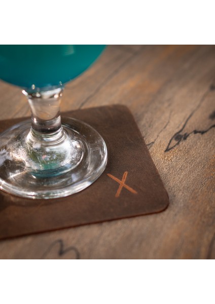 Minimal x Hakiki Deri Bardak Altlığı 6'lı Veya 4'lü Set - Gerçek Deri ve El Yapımı - Minimalist Tasarı