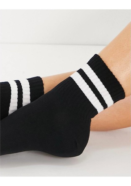 Black Arden Socks Yazlık Kadın Çizgili Bilek Üstü Çorap