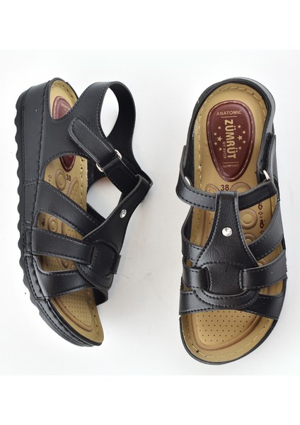 6001 Tam Ortopedik Taban Günlük Kadın Sandalet Terlik Siyah Sandalet fırsatları