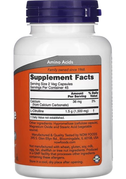 L-Citrulline 750 mg 90 Veg Capsules