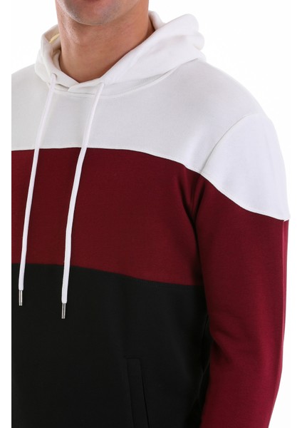 Siyah Regular Fit Düz Pamuklu Kanguru Cep Kapüşonlu Sweatshirt