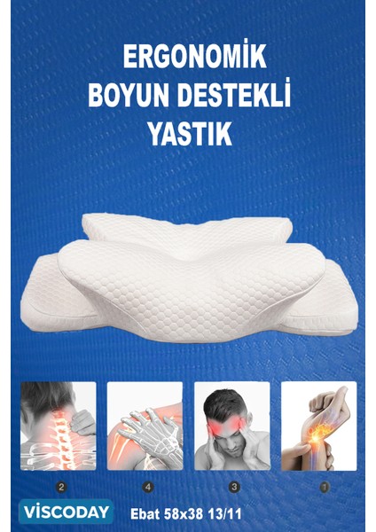 Ortopedik Visco Yastık Boyun Fıtığı Boyun Düzleşmesi Boyun Destekli Güzellik Yastığı