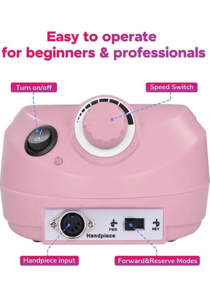 Manikür Pedikür Makinesi Profesyonel Elektrikli Freze Tırnak Parlatıcı Törpü 3 Farklı Renk Seçeneği Nail Drill Parlatma Şekil Verme Çok İşlevli Kullanım F601