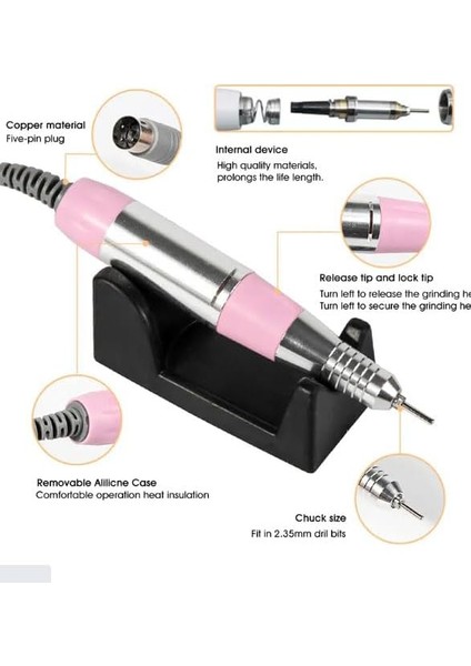 Manikür Pedikür Makinesi Profesyonel Elektrikli Freze Tırnak Parlatıcı Törpü 3 Farklı Renk Seçeneği Nail Drill Parlatma Şekil Verme Çok İşlevli Kullanım F601