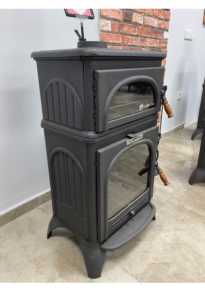 FS-023 Modena Oven Tek Camlı Kuzineli Döküm Soba