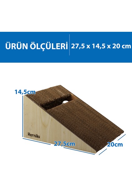 Doğal Kedi Otlu ve Zilli Toplu Kedi Tırmalama Kartonu 27,5 cm - HR2021