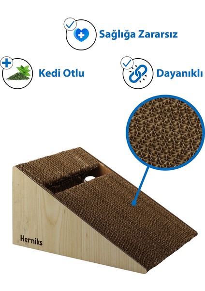 Doğal Kedi Otlu ve Zilli Toplu Kedi Tırmalama Kartonu 27,5 cm - HR2021