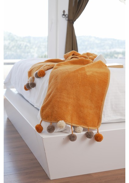 Softline Wellsoft Ponponlu Atkı /Şal/Etol/Yatak Runner