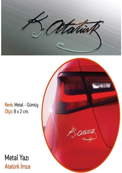Metal 8.5 cm Atatürk Imzası Sticker