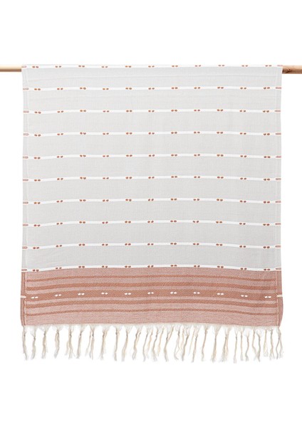 Milena Peştemal %100 Pamuk Jakarlı Kilim Saçaklı Bej 90 x 180 cm