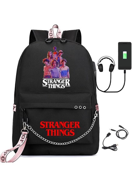 Stranger Things 4 Okul Sırt Çantası Baskılı USB Sırt Çantası (Yurt Dışından)