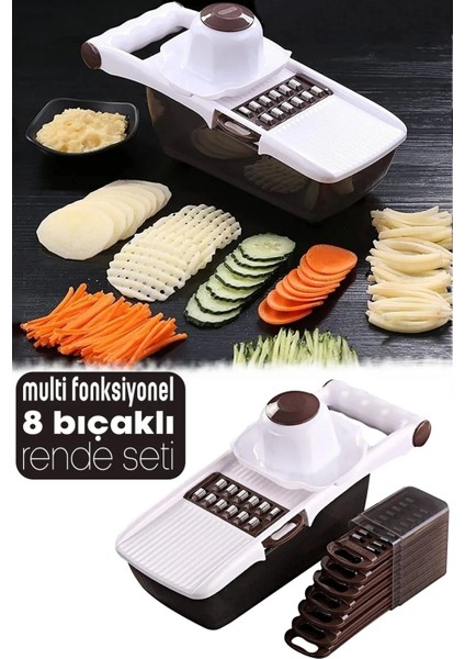 Çok Fonksiyonlu Paslanmaz 8 Bıçaklı Rende Sebze Patates Doğrayıcı Dilimleyici Pratik Rende Seti