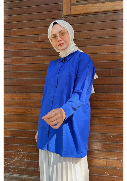 Düğmeli Poplin Gömlek-Saks fiyatları