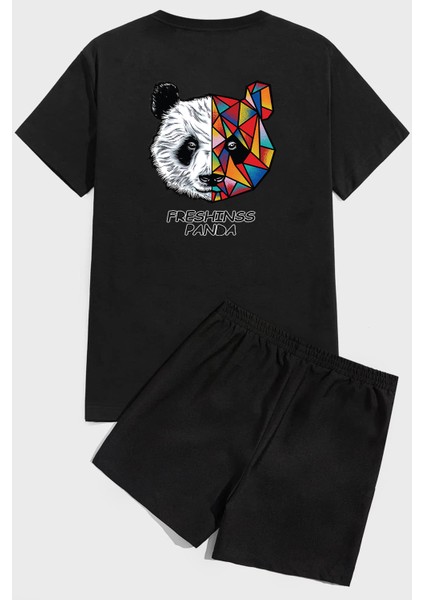 Panda Baskı Şort Takım