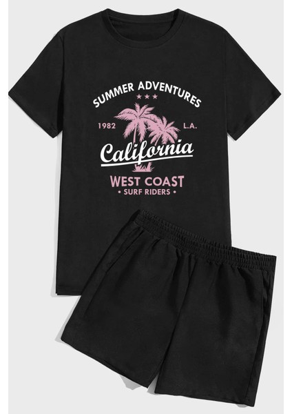 Only Trendwear California Baskılı Baskı Şort Takım