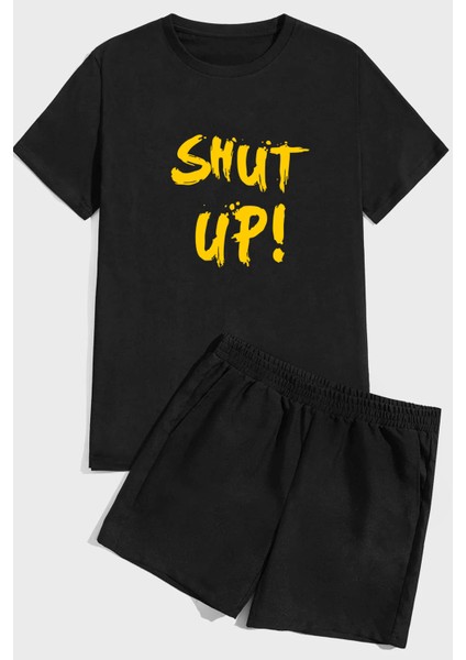 Only Trendwear Shut Up Baskı Şort Takım