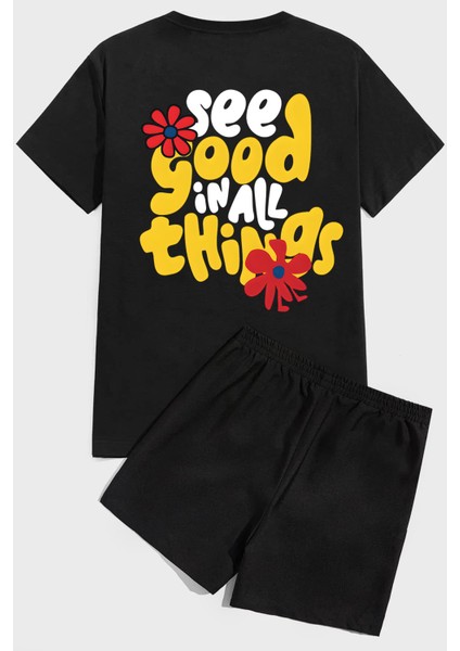 Only Trendwear Good Things Baskı Şort Takım