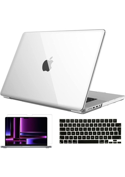 Apple Macbook Air 13 Inç M1 Çip A2337 Tam Uyumlu Alt Üst Kılıf / Klavye Kılıfı / Ekran Koruyucu Film Seti