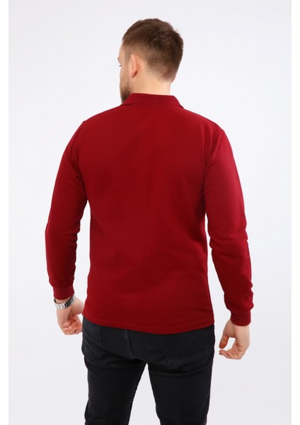 Çamdalı Iş Elbiseleri - Polo Yaka Bordo 20/10 Iki Iplik Kışlık Iş Sweatshirt XXXL