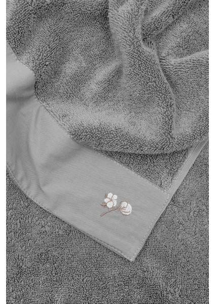 Pure Cotton 6'lı Havlu Seti Organik Pamuk Bez Bordürlü Nakışlı Gri modelleri