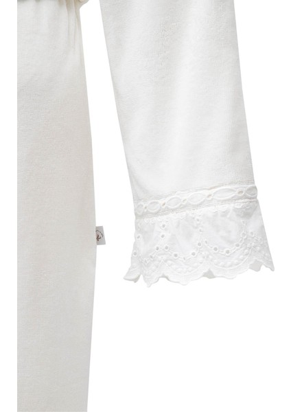 Elsa Kadın Bornoz Organik Pamuk Nakışlı Krem fırsatları