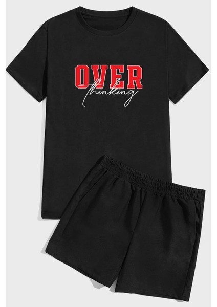 Only Trendwear Over Thinking Baskı Şort Takım