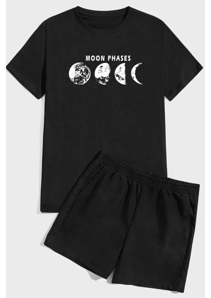 Moon Phases Baskı Şort Takım