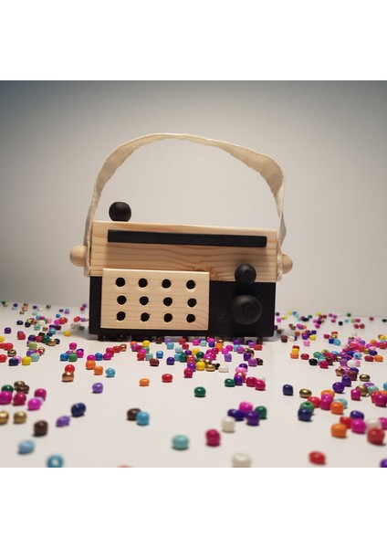 El Yapımı Ahşap Oyuncak Baby Radyo: Bebekler ve Çocuklar Için Güvenli+1 +2 +3 Yaş Hediyelik Oyuncak - Beyaz