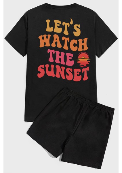 Only Trendwear Lets Watch The Sunset Baskı Şort Takım