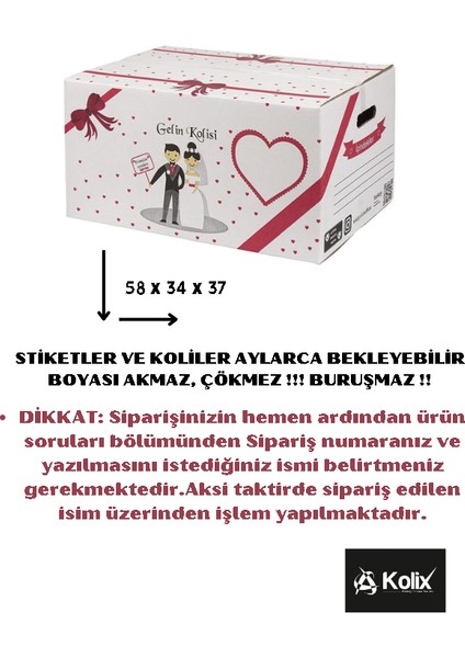 Kolix Standart Çeyiz - Taşıma Kolisi En Kalın Büyük ve Sağlam Zımba Dikişli Koli