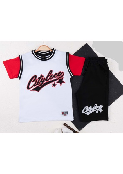 377653 Erkek Çocuk Üst Penye Tişört Alt Kapri Ikili Takım 2y/5y - Beyaz - 3-4 Yaş