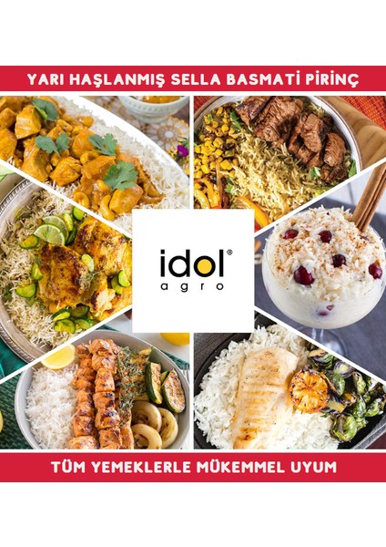 idolagro Sella Basmati Pirinç - 5 Kg -parboiled, Yapışmaz Extra Uzun Tane, Ekobag