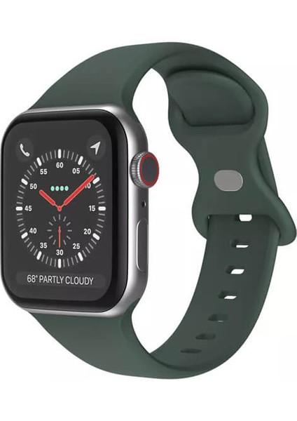 Apple Watch 1, 2, 3, 4, 5, 6, 7, 8, Se Silikon Kordon Kayış - M-L Beden 38/40/41MM - Haki