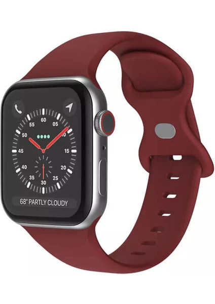 Apple Watch 1, 2, 3, 4, 5, 6, 7, 8, Se Silikon Kordon Kayış - M-L Beden 38/40/41MM - Bordo