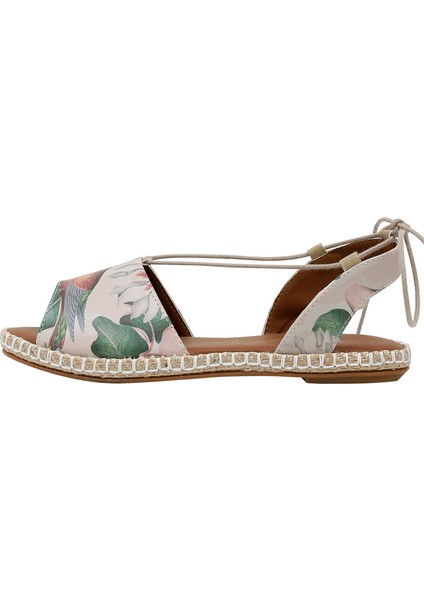 Kadın Vegan Deri Bej Bağcıklı Sandalet - Wings to Fly Tasarım fiyatları