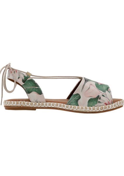 Kadın Vegan Deri Bej Bağcıklı Sandalet - Wings to Fly Tasarım modelleri