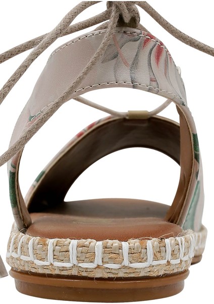 Kadın Vegan Deri Bej Bağcıklı Sandalet - Wings to Fly Tasarım indirimleri