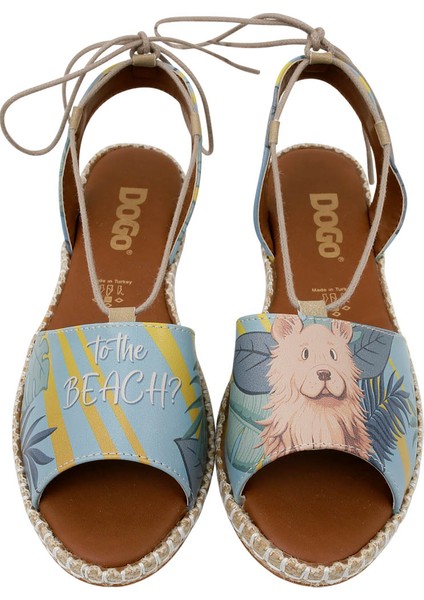 Kadın Vegan Deri Mavi Bağcıklı Sandalet - To the Beach Tasarım