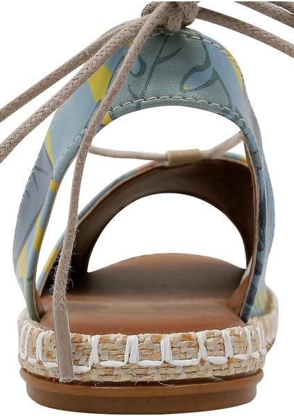 Kadın Vegan Deri Mavi Bağcıklı Sandalet - To the Beach Tasarım indirimleri