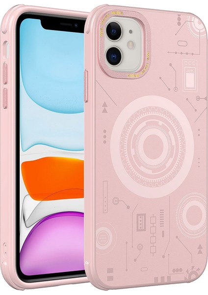 - Apple iPhone 11 - Kılıf Wireless Şarj Özellikli Desenli Hot Kapak - Rose Gold