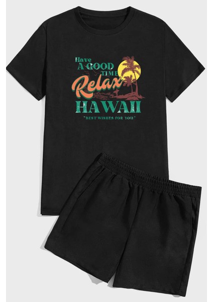 Only Trendwear Hawaii Baskı Şort Takım