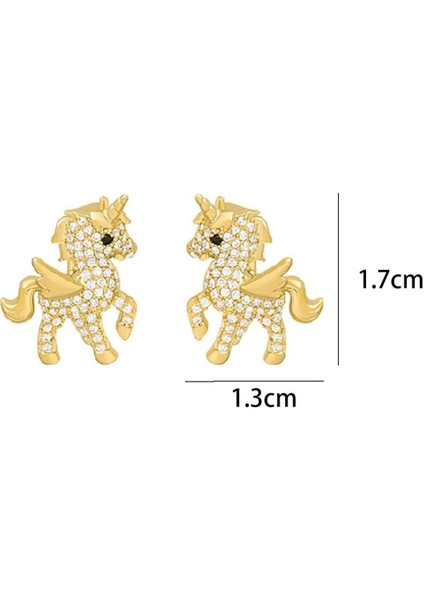 Zirkon Gömme Taşlı Vıp Unicorn Çivi Küpe