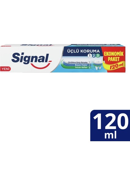 Üçlü Koruma Diş Macunu 120 ml Ekonomik Paket x 3 Adet
