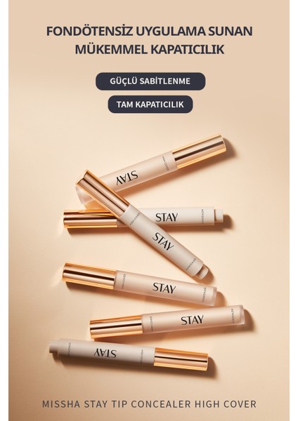 Ince Dokulu Pürüzsüz Görünüm Sağlayan Concealer Stay Tip Concealer High Cover 21P(FAIR)