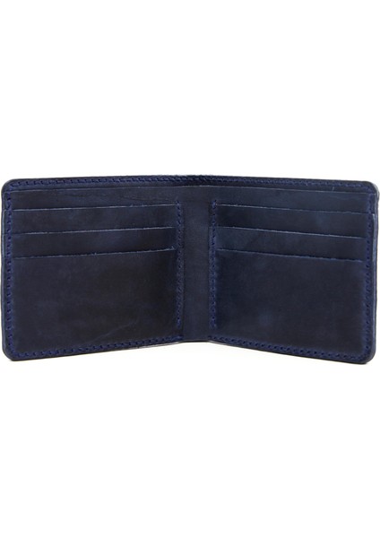 Hakiki Deriden El Yapımı Lacivert Erkek Cüzdanı | Kişiye Özel Gravür Seçeneği