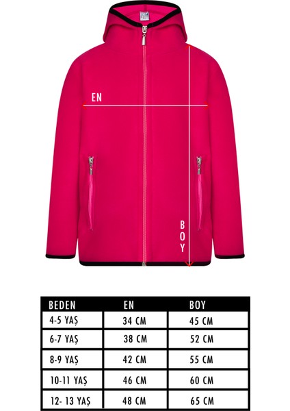 Çocuk Polar Ceket Kapşonlu Tam Fermuarlı Sweatshirt Koyu Pembe